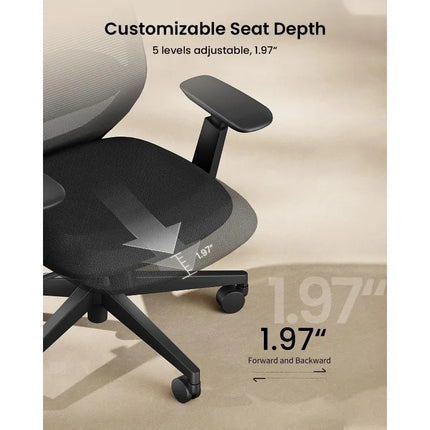 Ergonomic Office Chair – EC200 High-Back Mesh Computer Chair with Lumbar Support, 3D Adjustable Headrest & Sliding Seat