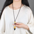 Simple ethnic style Bodhi necklace long sweater chain men's and women's versatile cotton and linen clothing accessories tourist