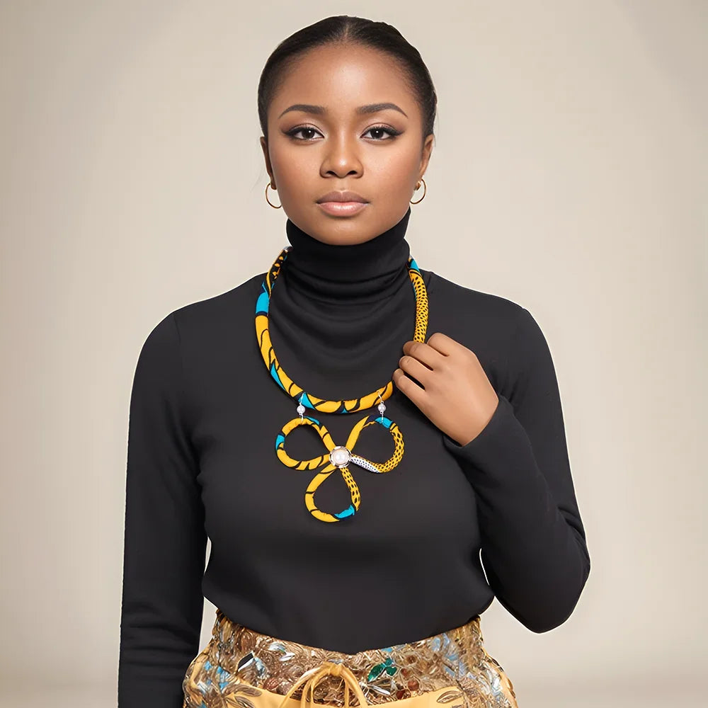 Ankara African Rope Net Necklaces Sweater Chains Women Clothings Accessories African Multistrand Necklace Hademade Jewelry Wb901