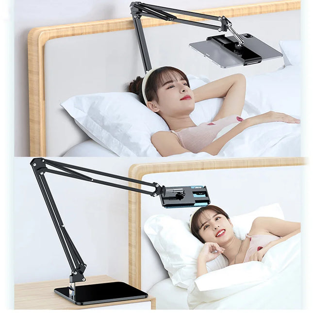 Weighted Carbon Steel Foldable Arm Stands Ball Head Mount Holder for iPhone Huawei Xiaomi Mobile Phones iPad 12.9in Tablets PC